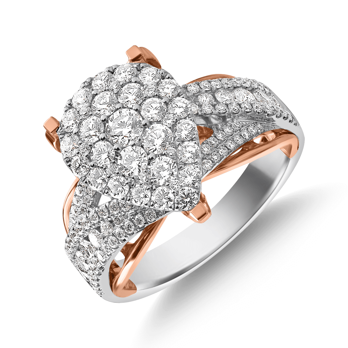 Inel din aur alb/roz de 18K cu diamant de 1.39 ct