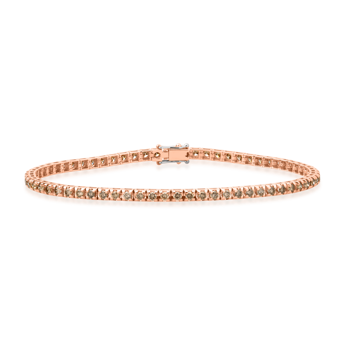 Bratara tennis din aur roz de 18K cu diamante maro de 3ct