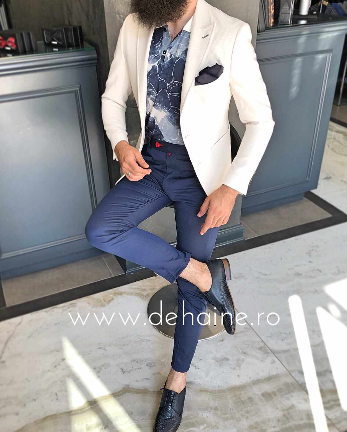 Pantaloni barbati eleganti bleumarin ZR A2115