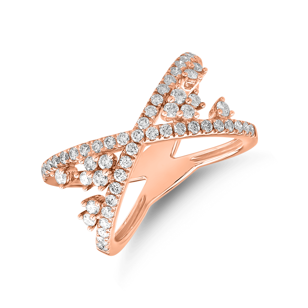 Inel din aur roz de 18K cu diamante de 0.69