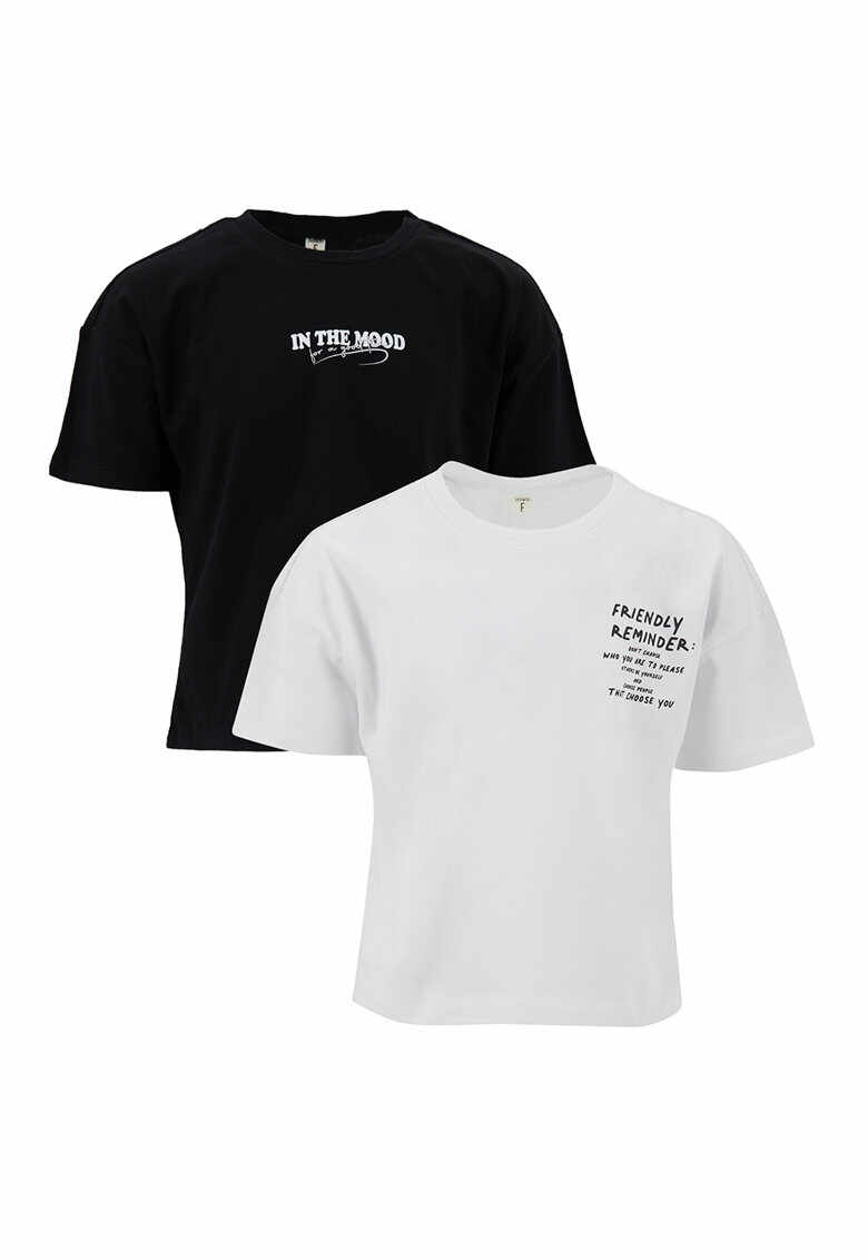 Academy Blur option Set de tricouri cu imprimeu text - 2 piese - Negru/Alb - 189 produse