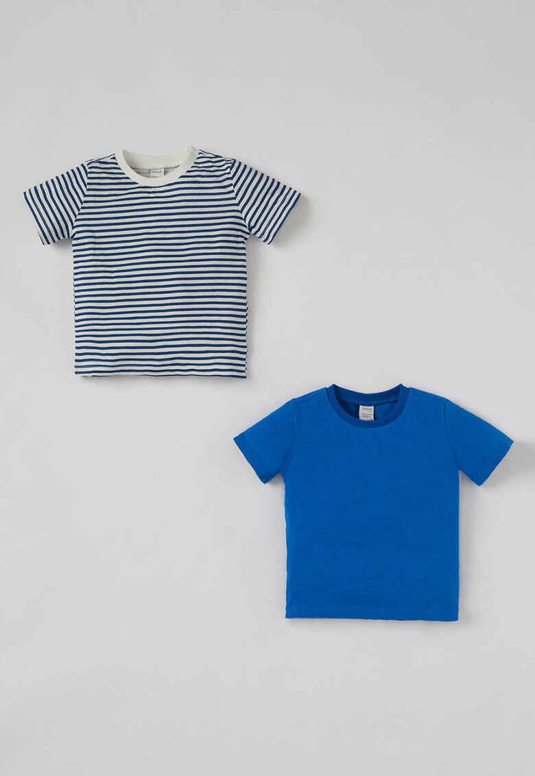 Set de tricouri de bumbac cu decolteu la baza gatului - 2 piese - baieti - Albastru royal/Alb