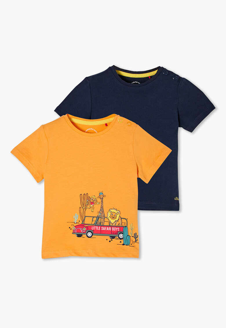 Set de tricouri din bumbac cu imprimeuri diverse - 2 piese - safari
