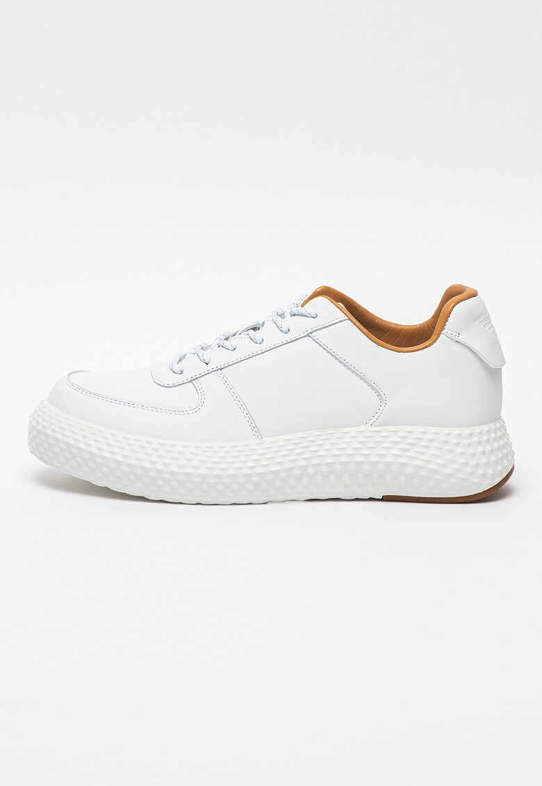 Pantofi sport low-top din piele si piele ecologica cu talpa texturata