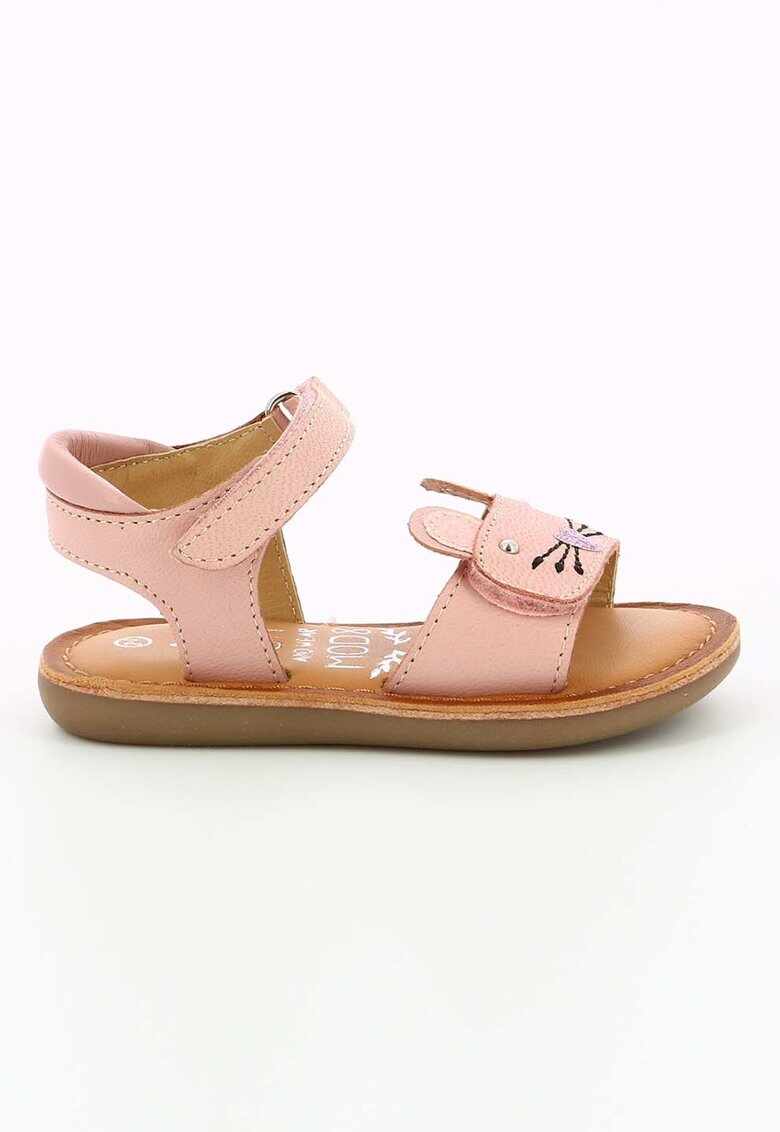 Sandale de piele cu velcro - Roz