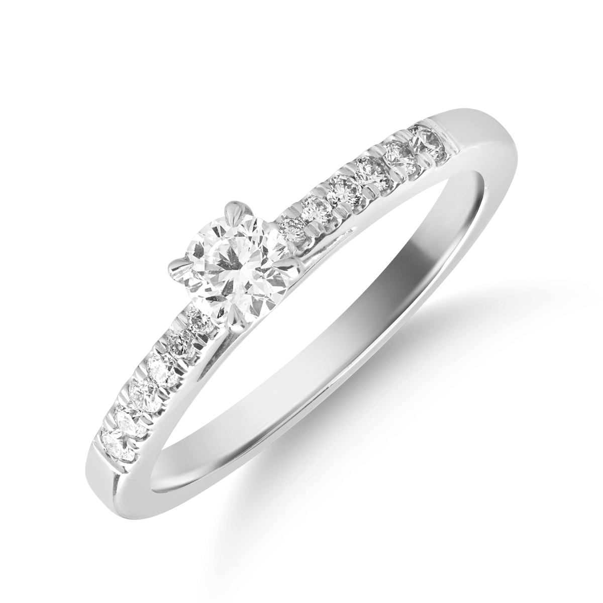Inel de logodna din aur alb de 18K cu diamant de 0.24ct si diamant de 0.125ct