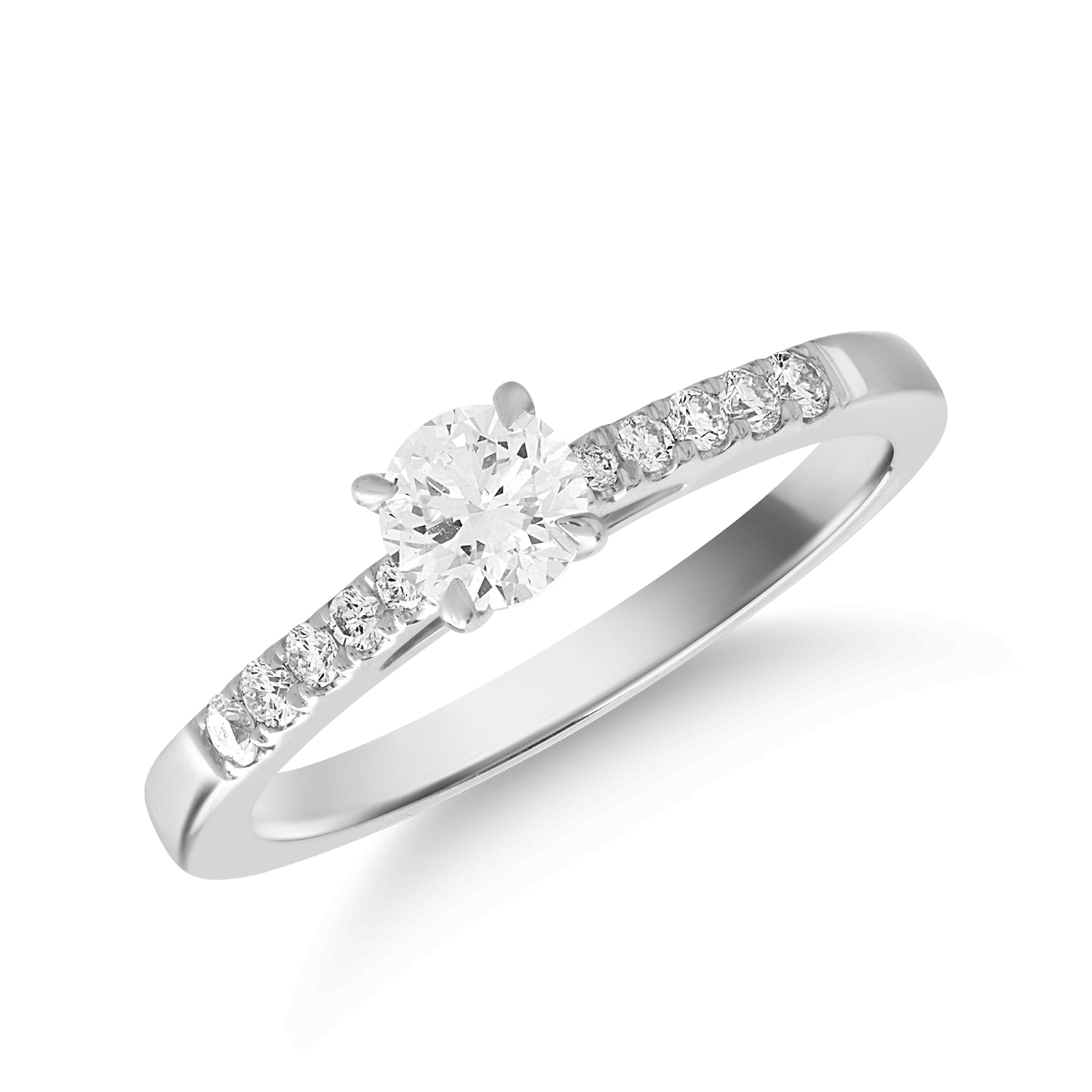 Inel de logodna din aur alb de 18K cu diamant de 0.4ct si diamant de 0.13ct