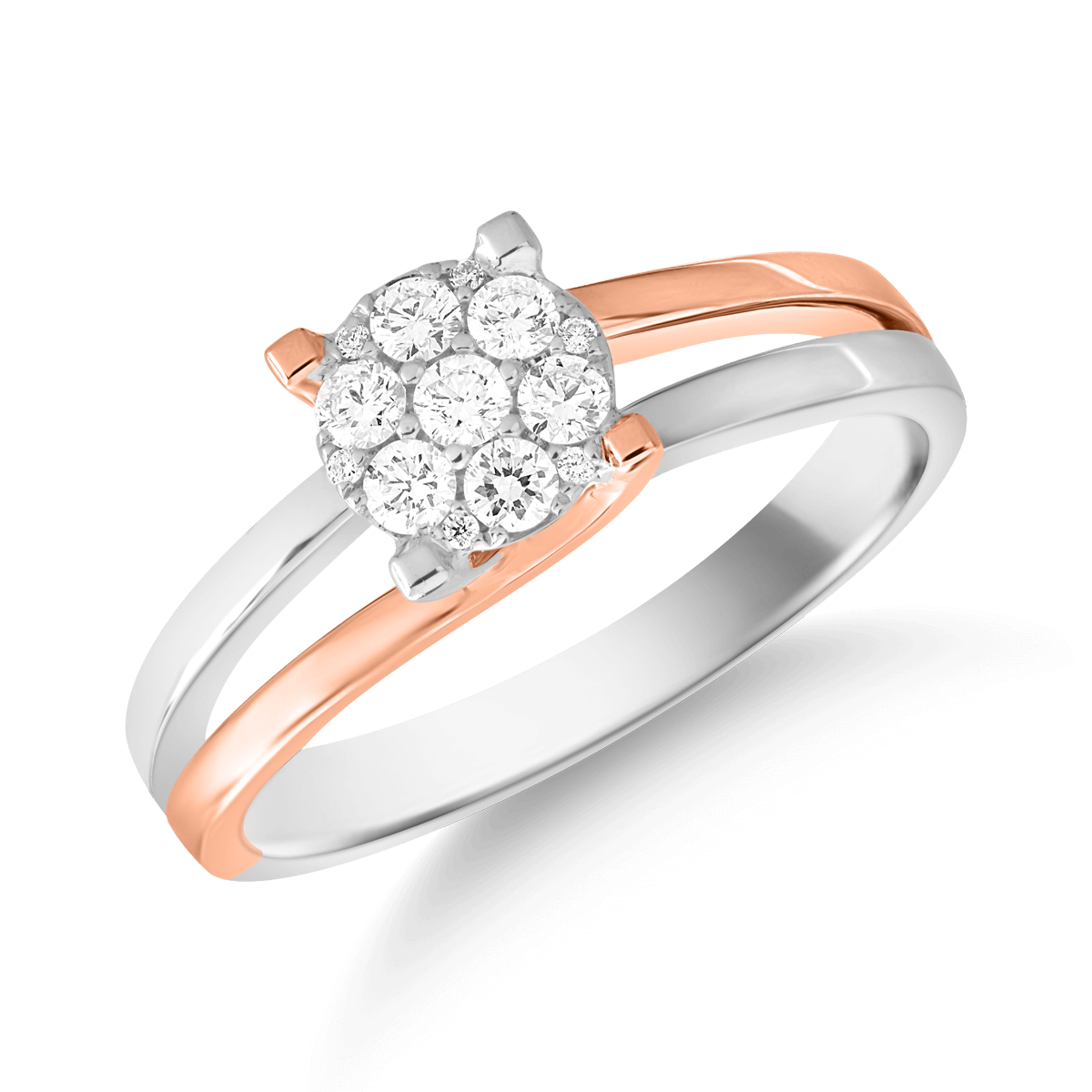 Inel de logodna din aur alb/roz de 18K cu diamante de 0.25ct