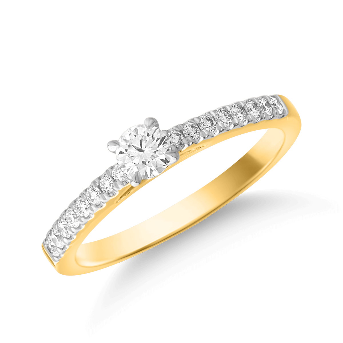 Inel de logodna din aur galben de 18K cu diamant de 0.2ct si diamant de 0.18ct