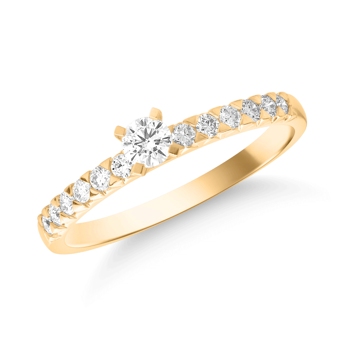 Inel de logodna din aur galben de 18K cu diamante de 0.43ct