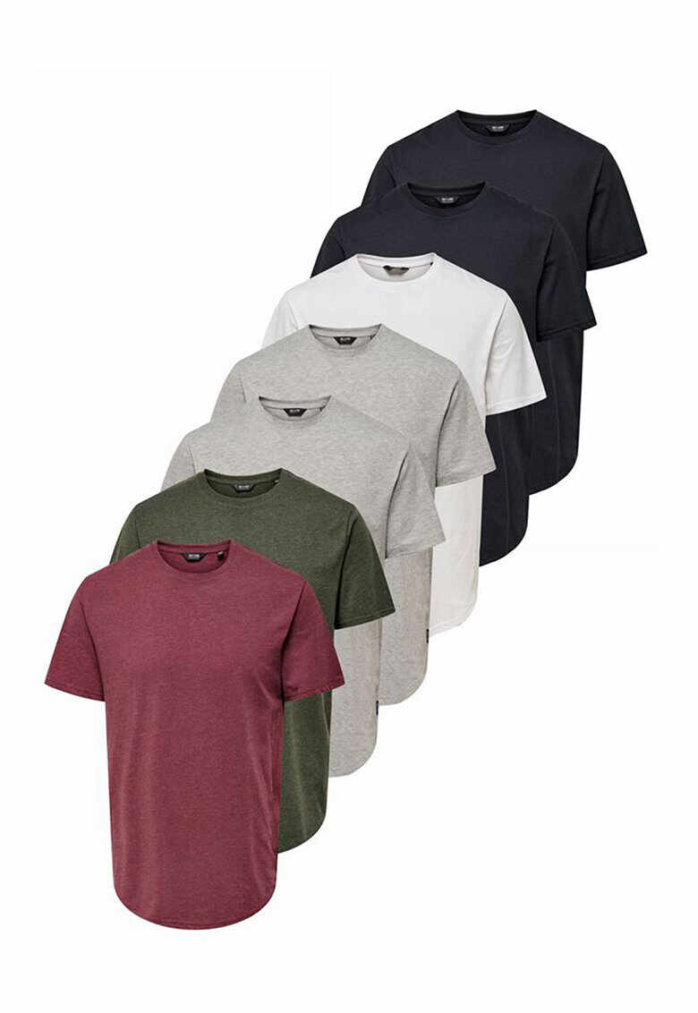 Set de tricouri de bumbac cu decolteu la baza gatului Matt - 7 piese