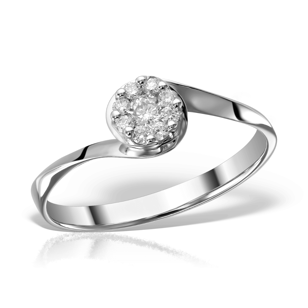 Inel de logodna din aur alb de 18K cu diamant de 0.075ct si diamant de 0.065ct