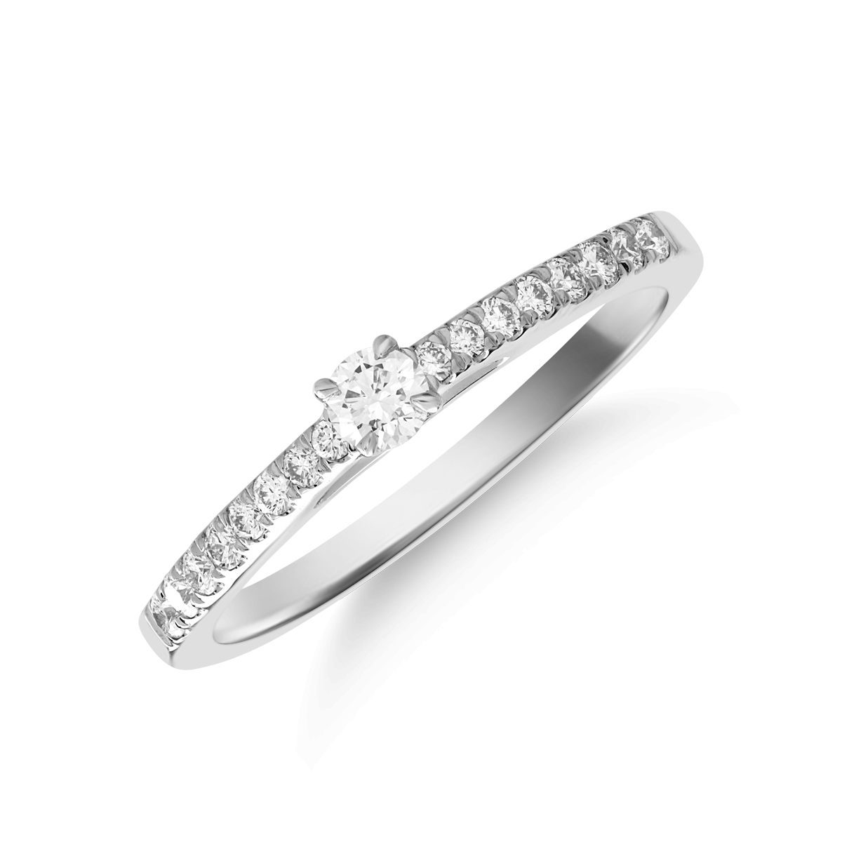 Inel de logodna din aur alb de 18K cu diamant de 0.08ct si diamant de 0.008ct