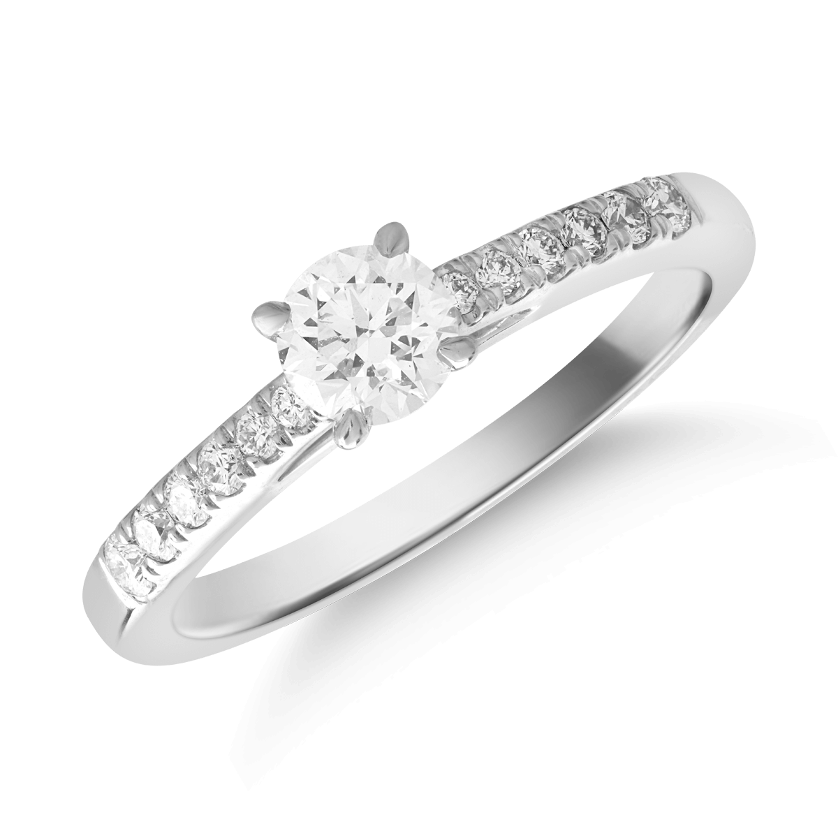Inel de logodna din aur alb de 18K cu diamant de 0.34ct si diamant de 0.13ct