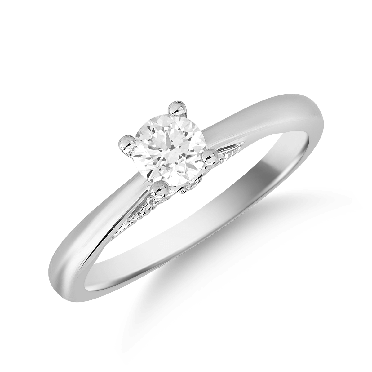 Inel de logodna din aur alb de 18K cu diamant de 0.3ct si diamant de 0.05ct