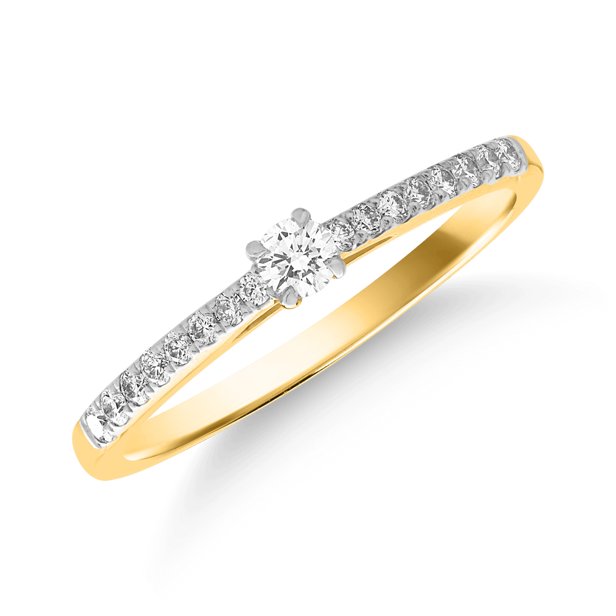 Inel de logodna din aur galben de 18K cu diamant de 0.08ct si diamant de 0.135ct