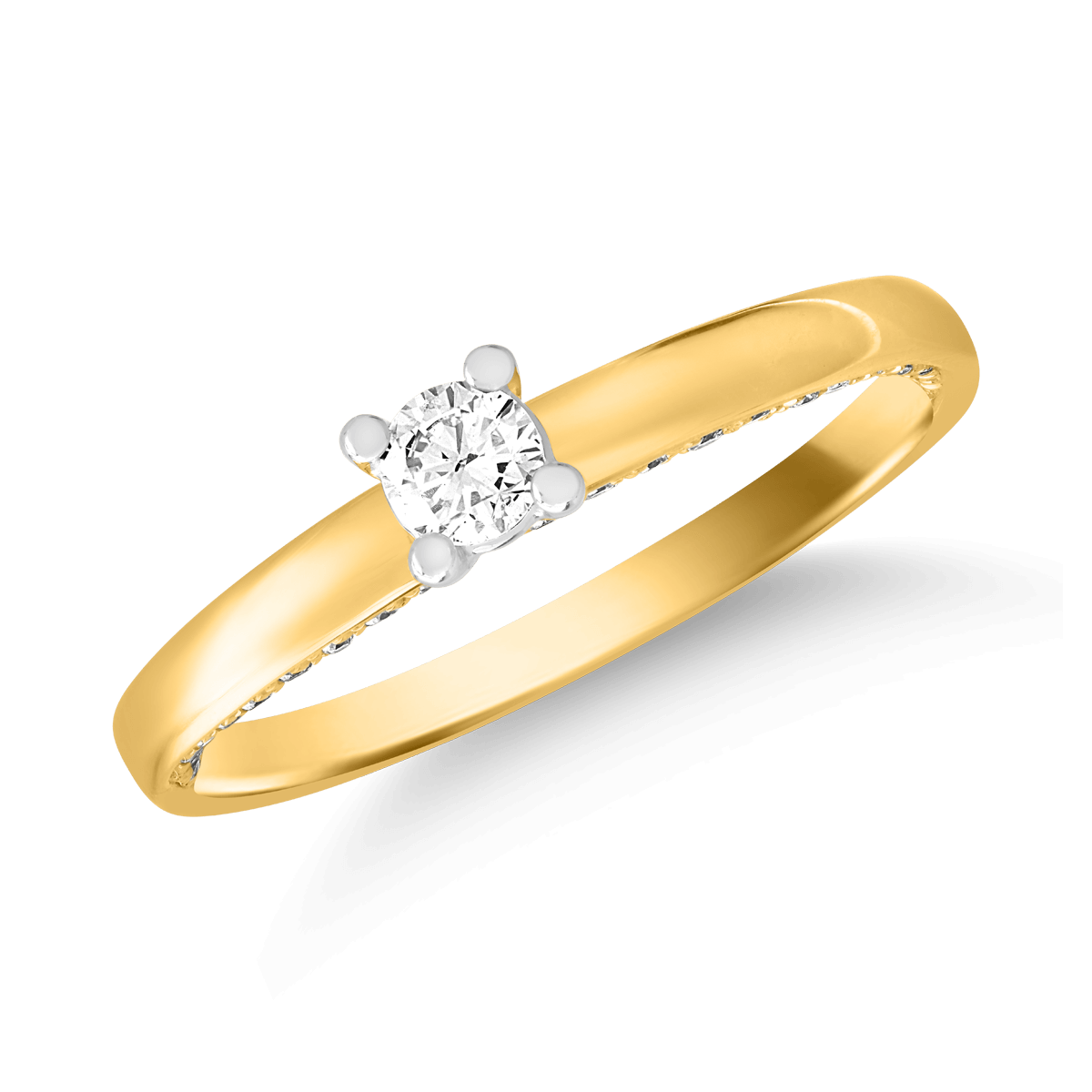 Inel de logodna din aur galben de 18K cu diamant de 0.2ct si diamant de 0.21ct