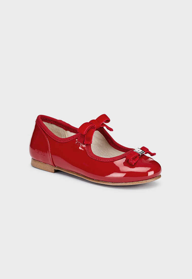 Pantofi Mary-Jane de piele ecologica cu aspect lacuit - Rosu -