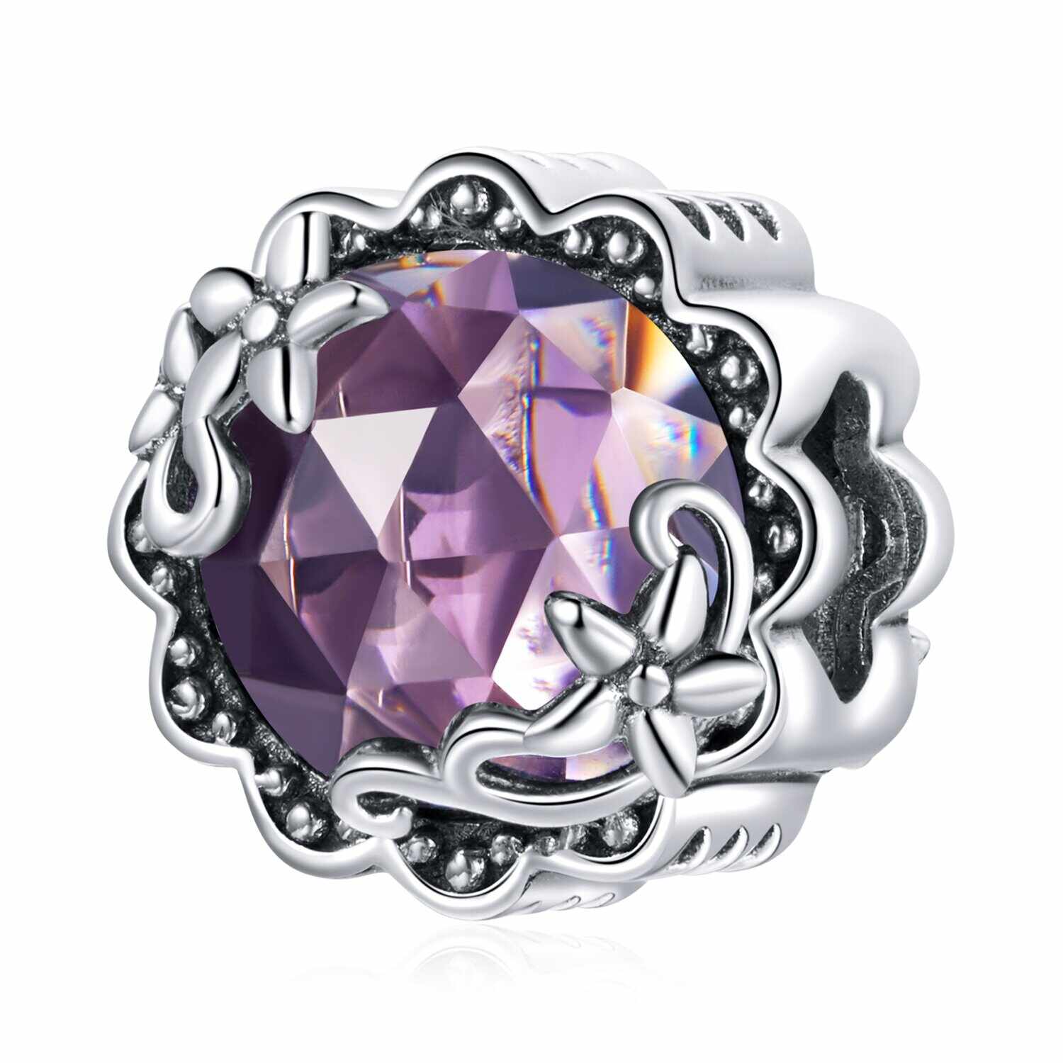 Talisman din argint Big Purple Crystal