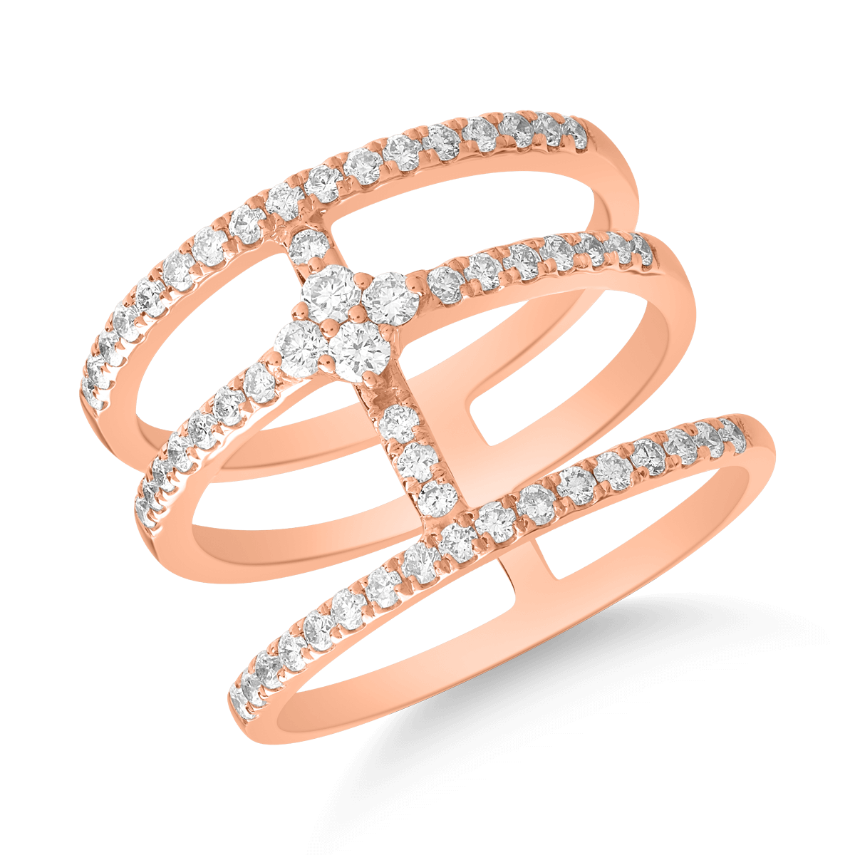 Inel din aur roz de 18K cu diamante de 0.62ct