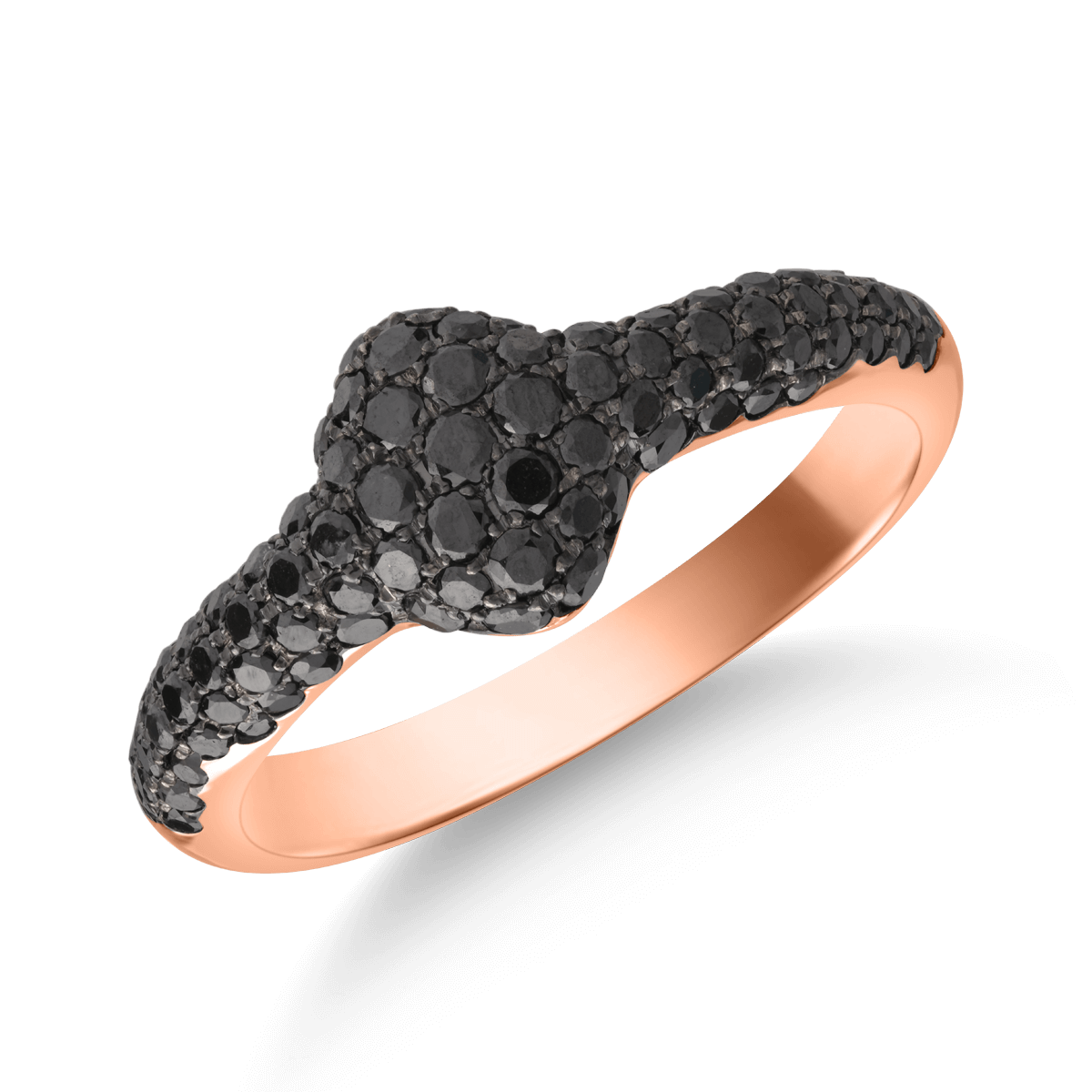 Inel din aur roz de 18K cu diamante negre de 0.71ct