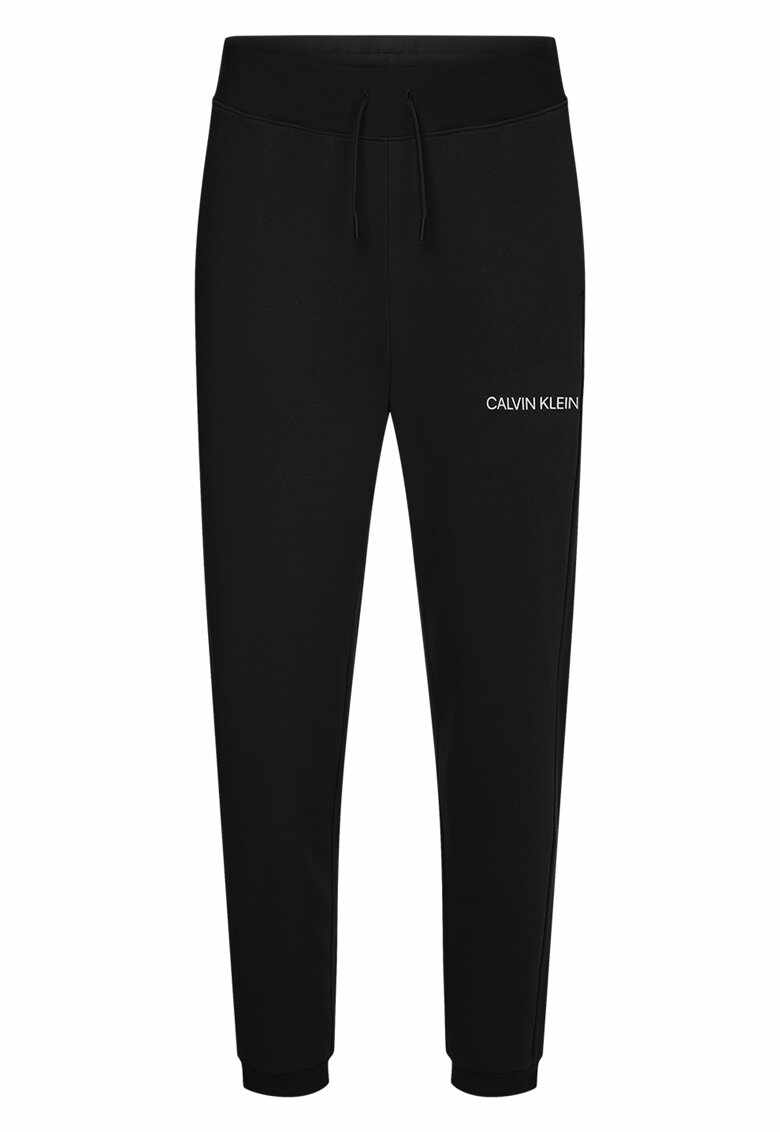 Pantaloni din material terry cu snur si logo - pentru fitness