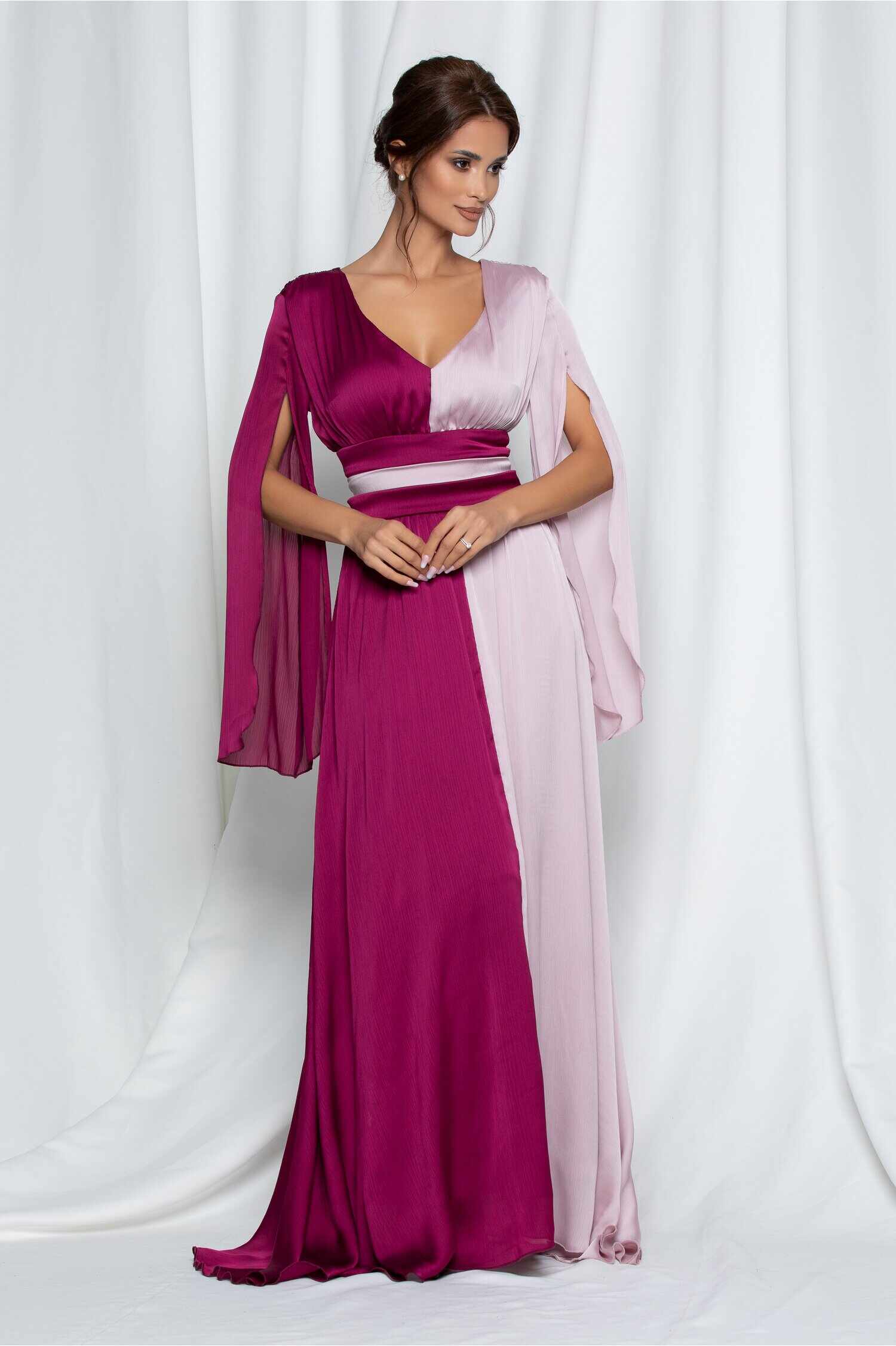 Rochie Ella Collection Diana in doua culori magenta si lila