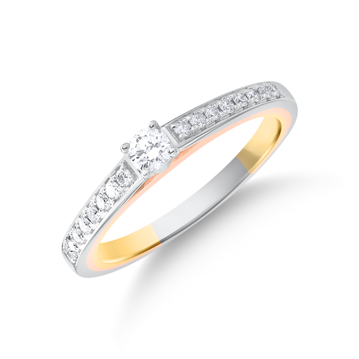 Inel de logodna din aur alb de 18K cu diamant de 0.15ct si diamant de 0.16ct