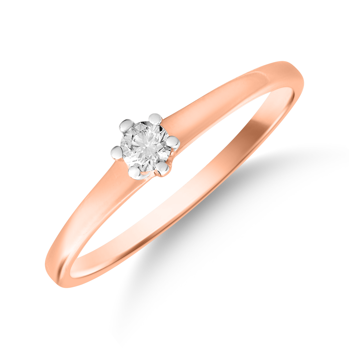 Inel de logodna din aur alb-roz de 18K cu diamant de 0.3ct