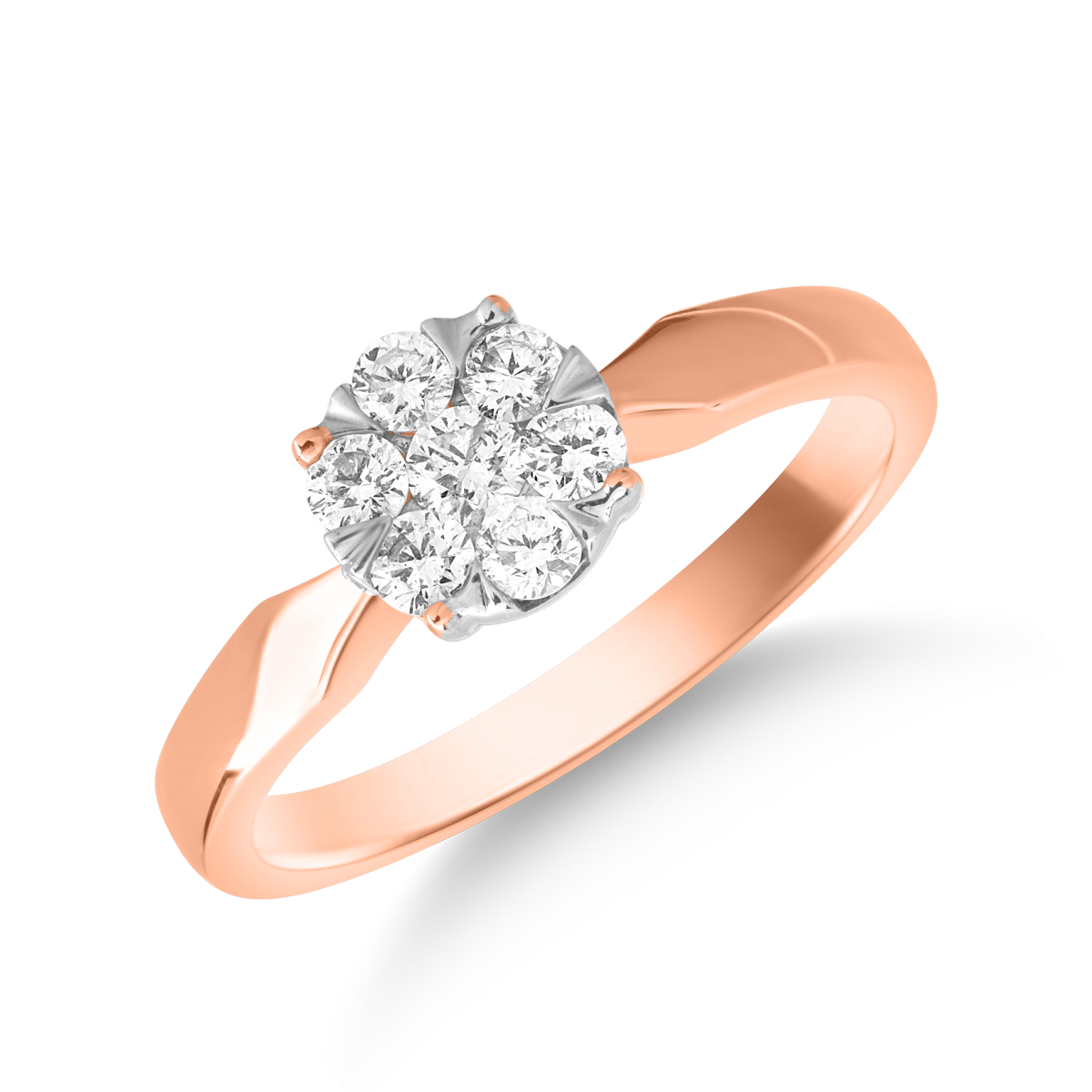Inel de logodna din aur alb-roz de 18K cu diamante de 0.34ct