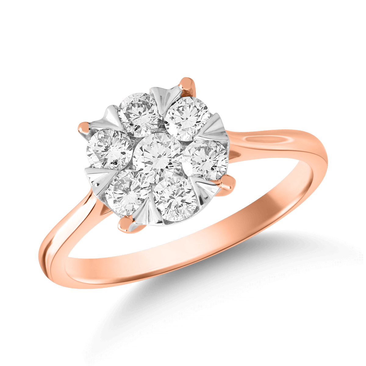 Inel de logodna din aur alb-roz de 18K cu diamante de 0.5ct