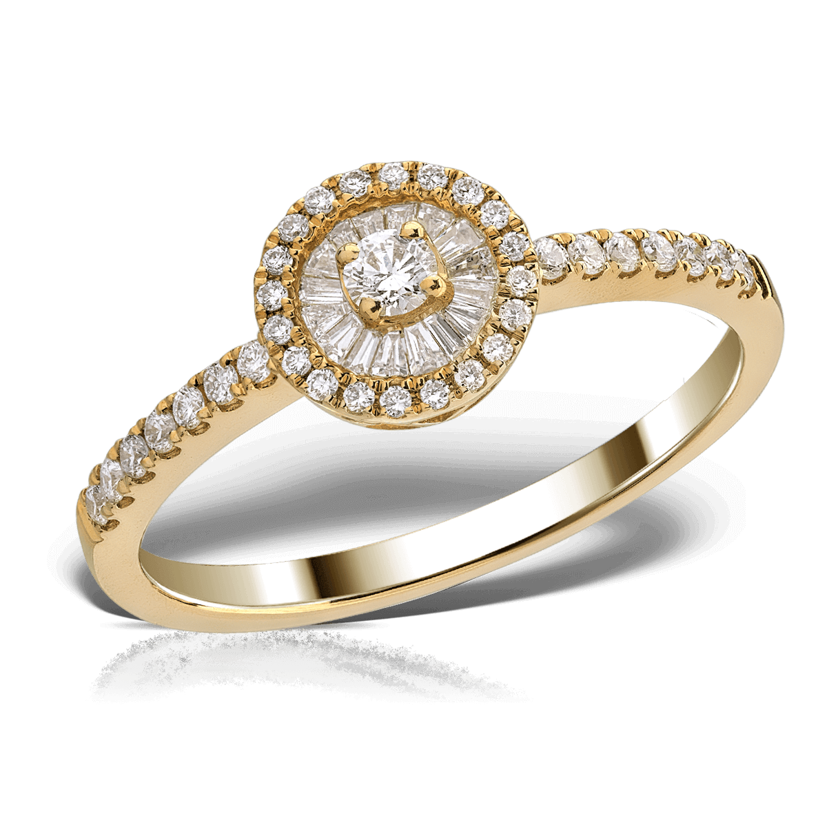 Inel de logodna din aur galben de 18K cu diamante de 0.14ct si diamante de 0.29ct