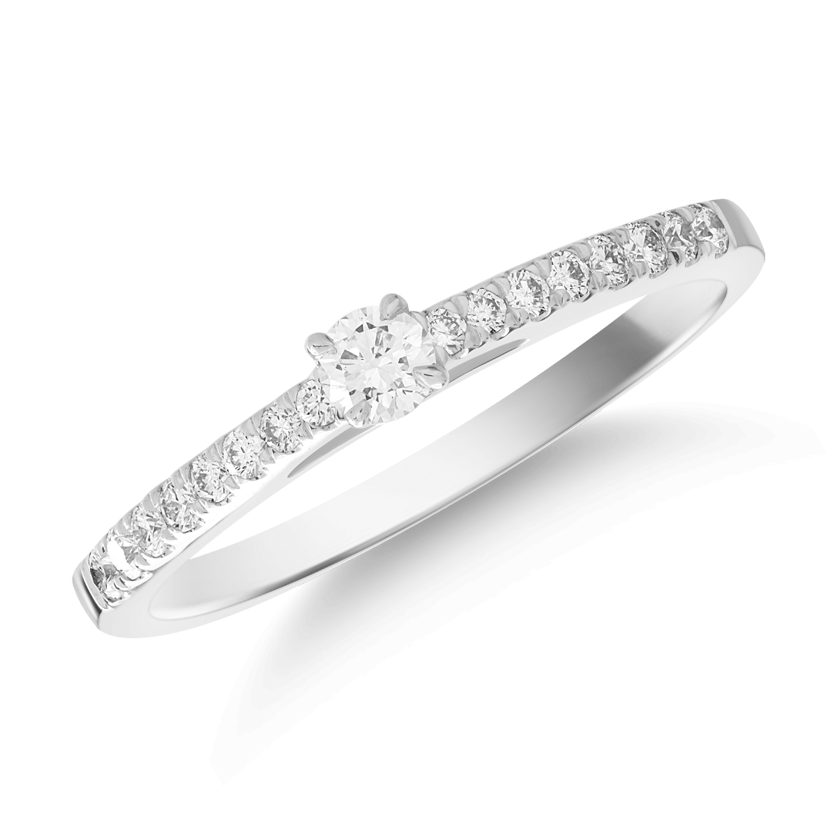 Inel de logodna din aur alb de 18K cu diamant de 0.104ct si diamant de 0.15ct