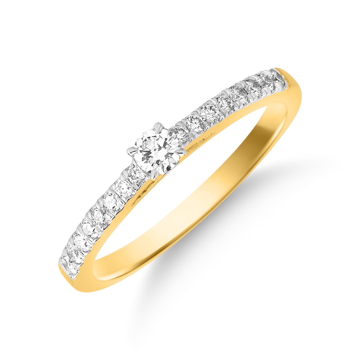 Inel de logodna din aur galben de 18K cu diamant de 0.112ct si diamant de 0.148ct