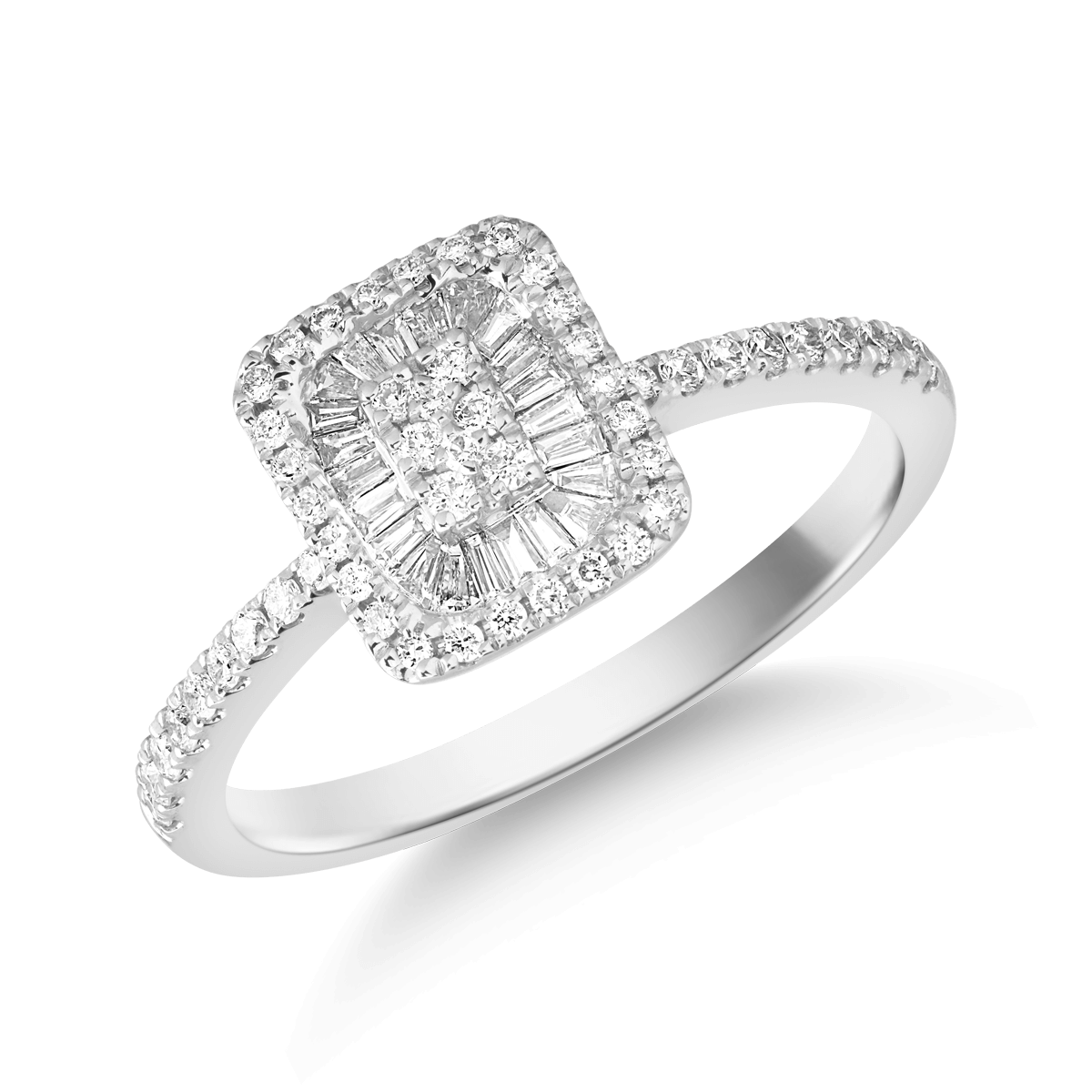 Inel de logodna din aur alb de 18K cu diamante de 0.12ct si diamante de 0.16ct