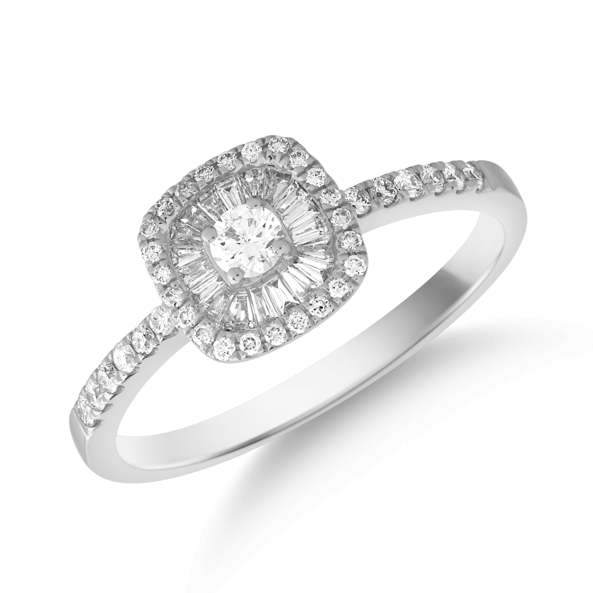 Inel de logodna din aur alb de 18K cu diamante de 0.13ct si diamante de 0.24ct