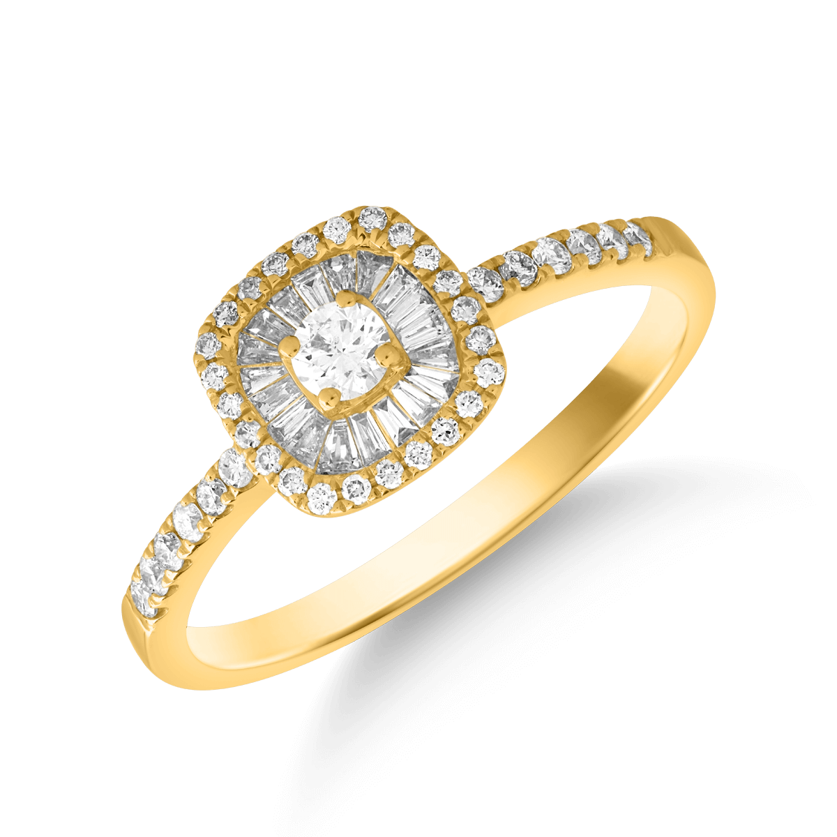 Inel de logodna din aur galben de 18K cu diamante de 0.24ct si diamante de 0.11ct