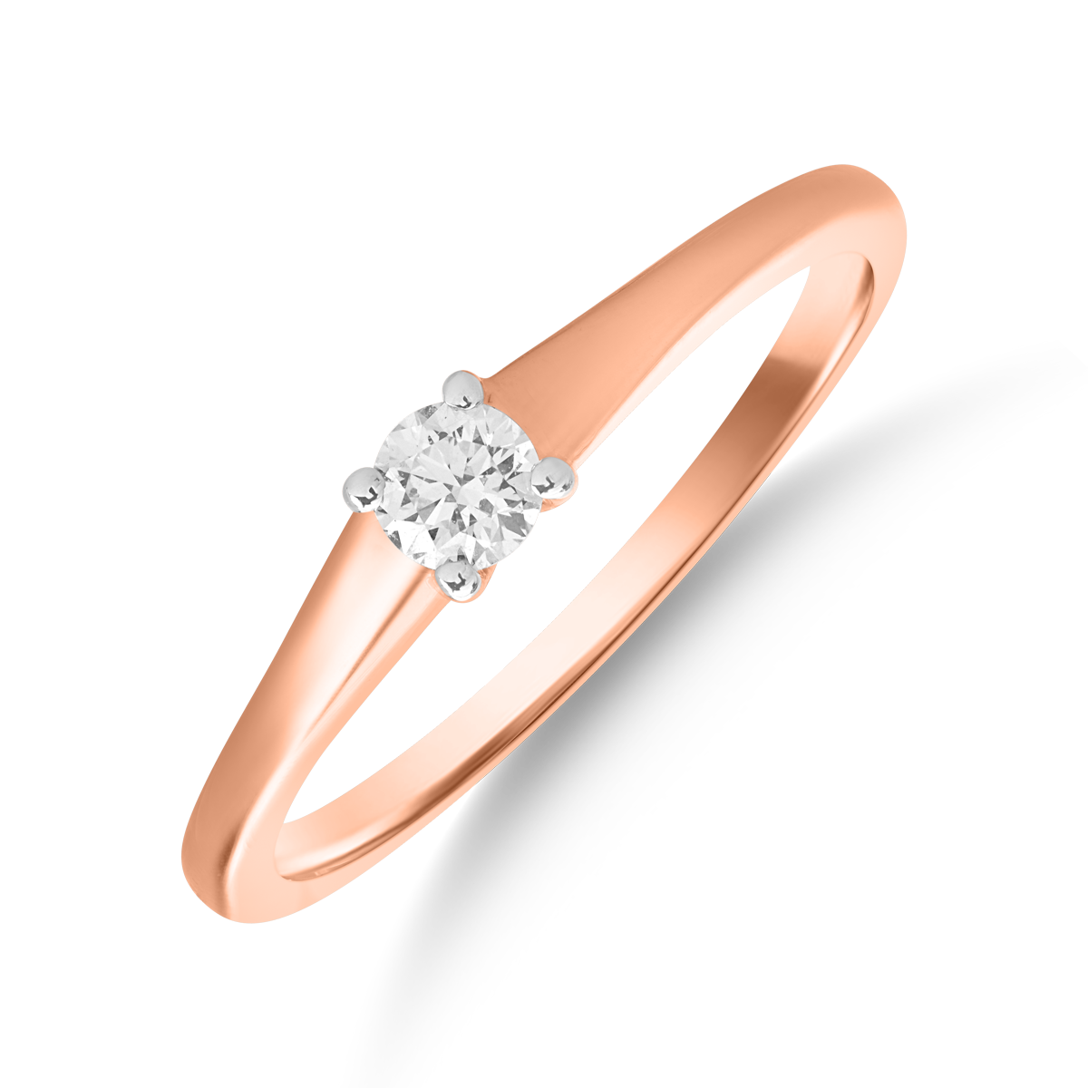 Inel de logodna din aur alb-roz de 18K cu diamant de 0.097ct
