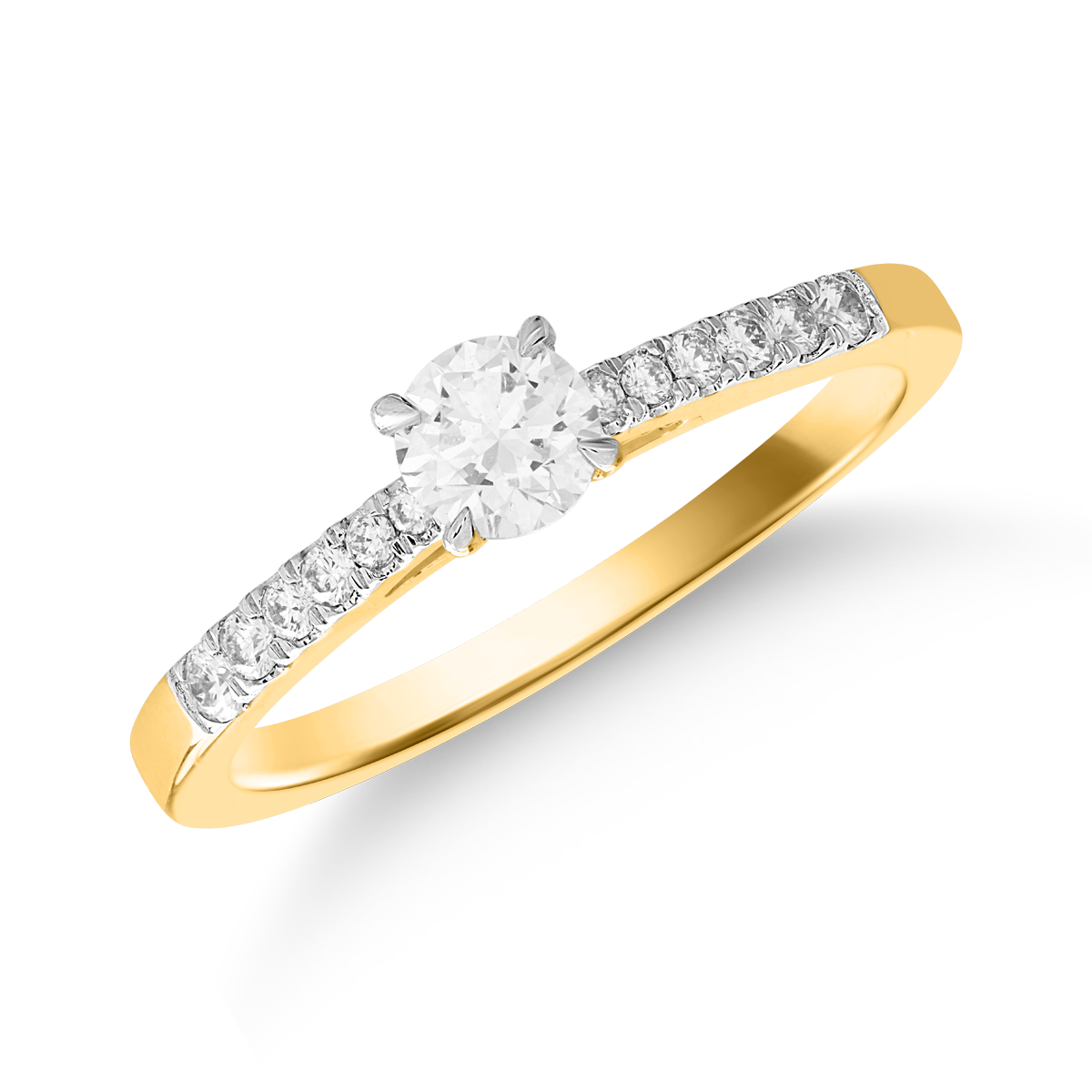 Inel de logodna din aur galben de 18K cu diamant de 0.15ct si diamant de 0.16ct
