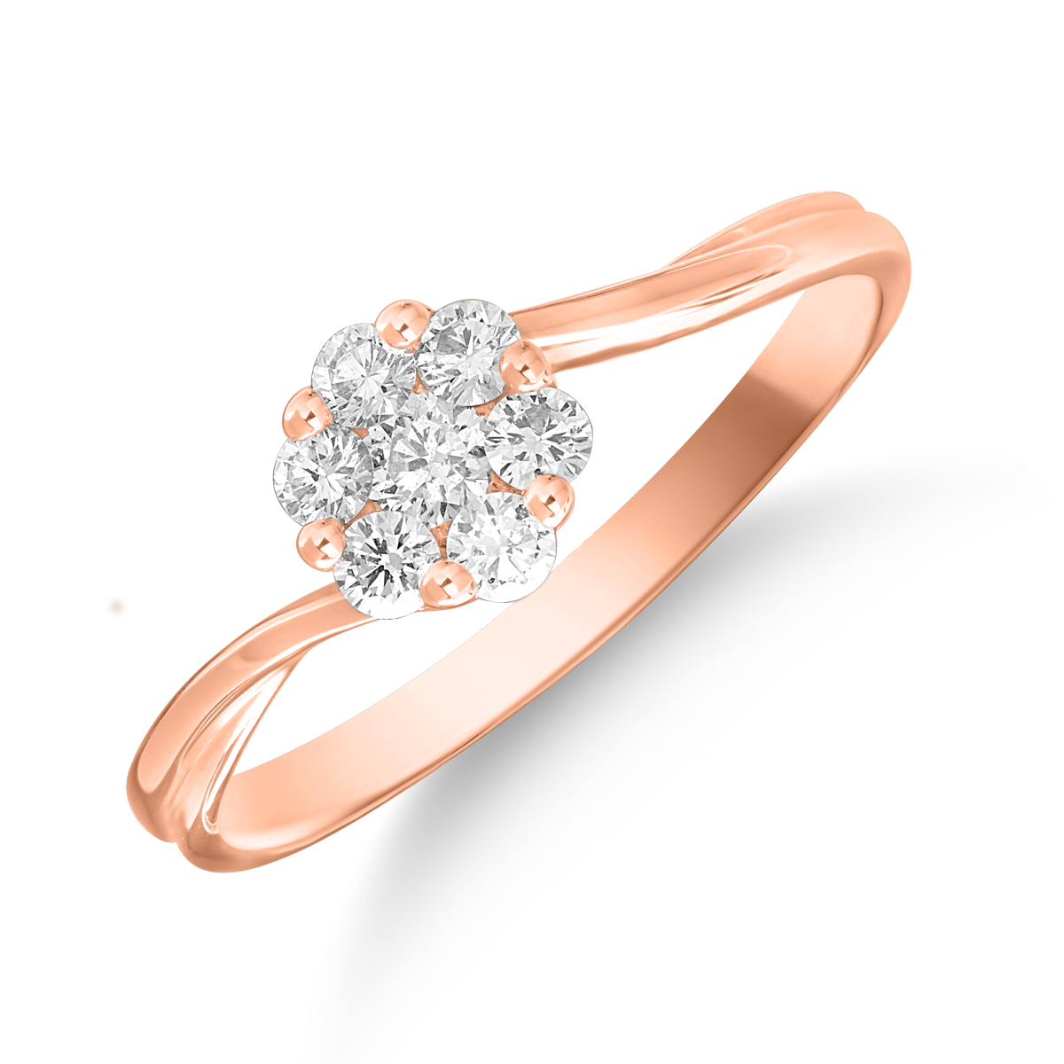 Inel de logodna din aur roz de 18K cu diamant de 0.076ct si diamant de 0.171ct