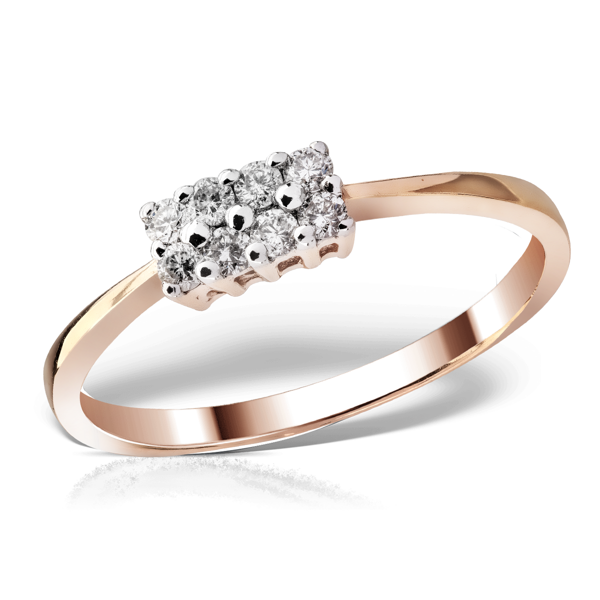 Inel din aur roz de 14K cu diamante de 0.184ct