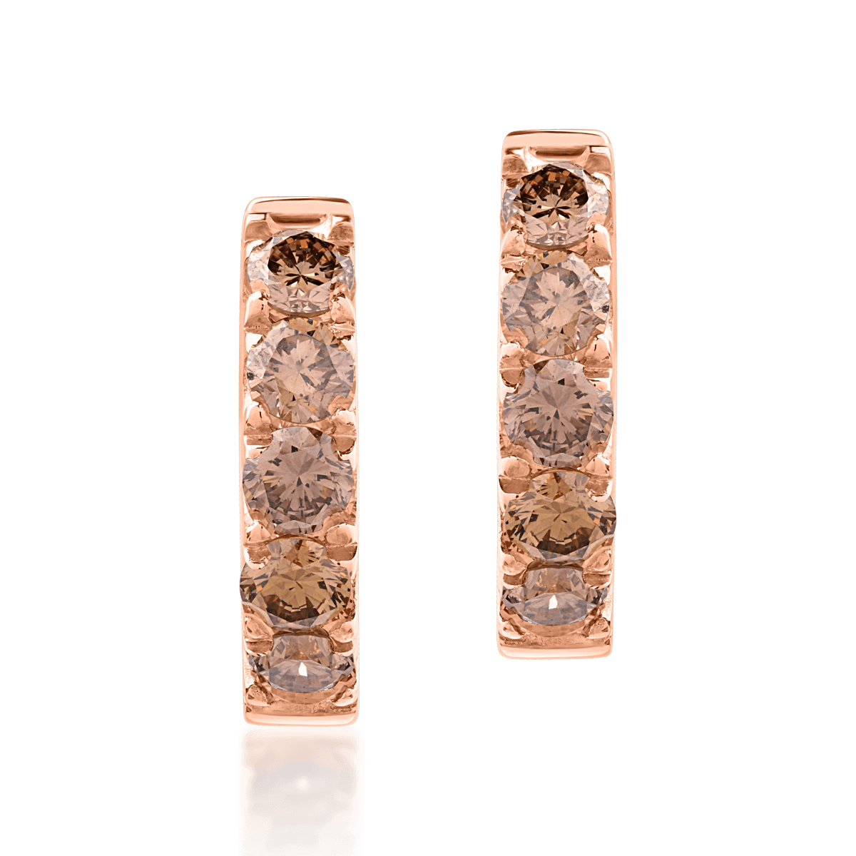 Cercei din aur roz de 18K cu diamante maro de 0.62ct