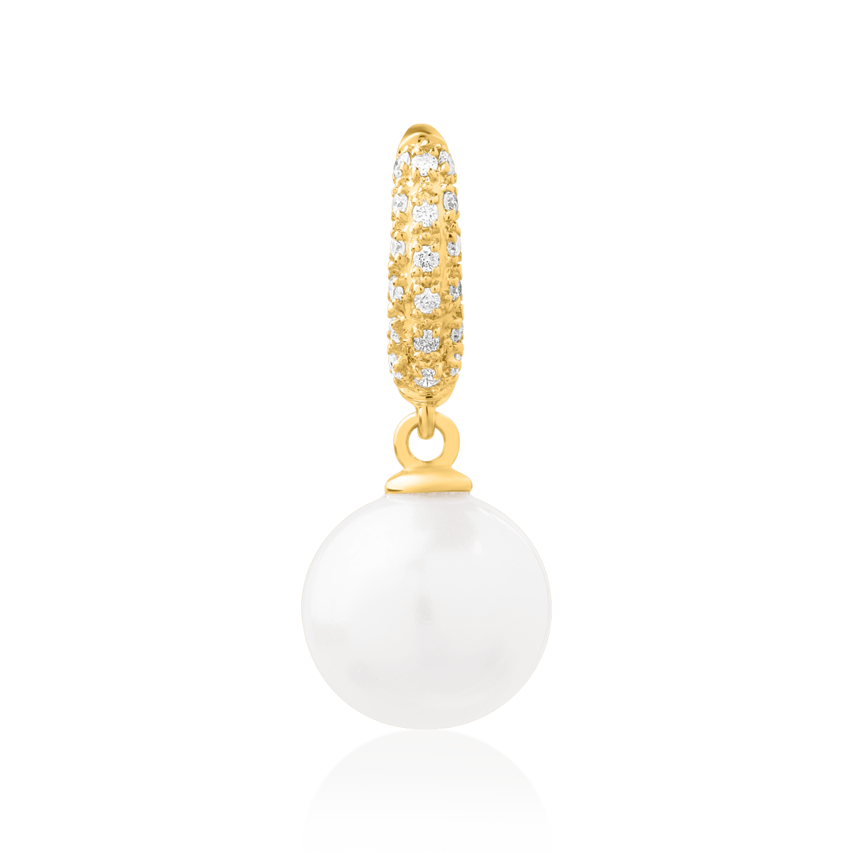Pandant din aur galben de 14K cu perla de cultura de 4.07ct si diamante de 0.069ct