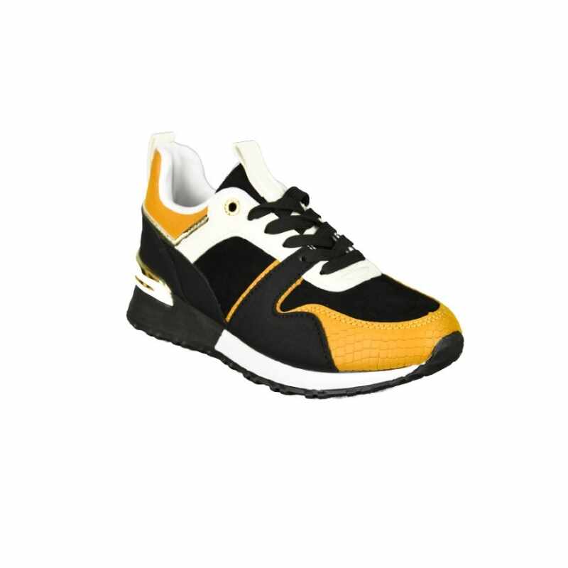 Pantofi sport negri cu insertii maro pentru dama - cod 59N483