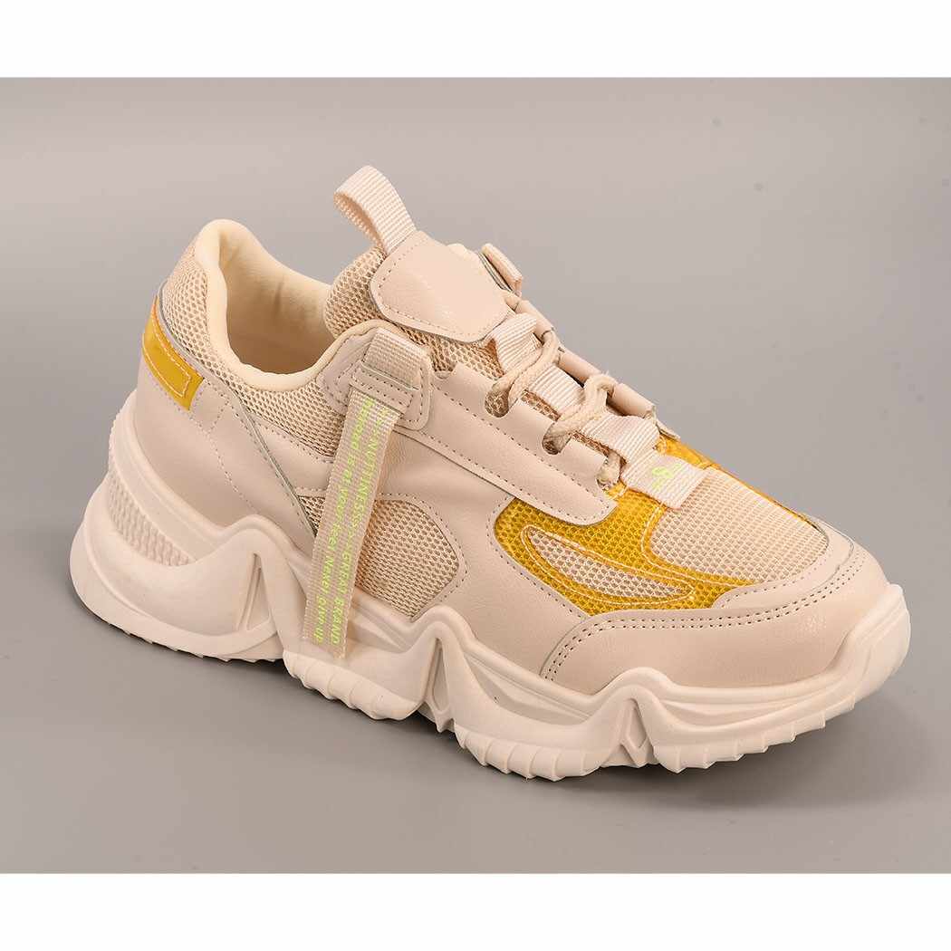 Pantofi sport bej cu galben pentru dama - cod 173JO3