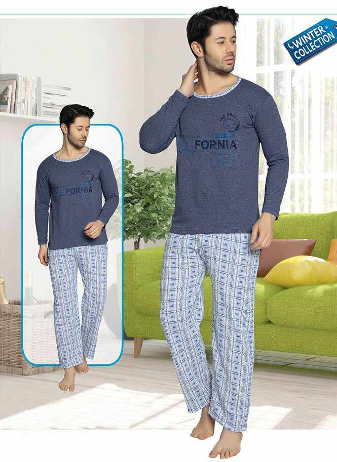 Pijama vatuita bleumarin California pentru barbat - cod 40946