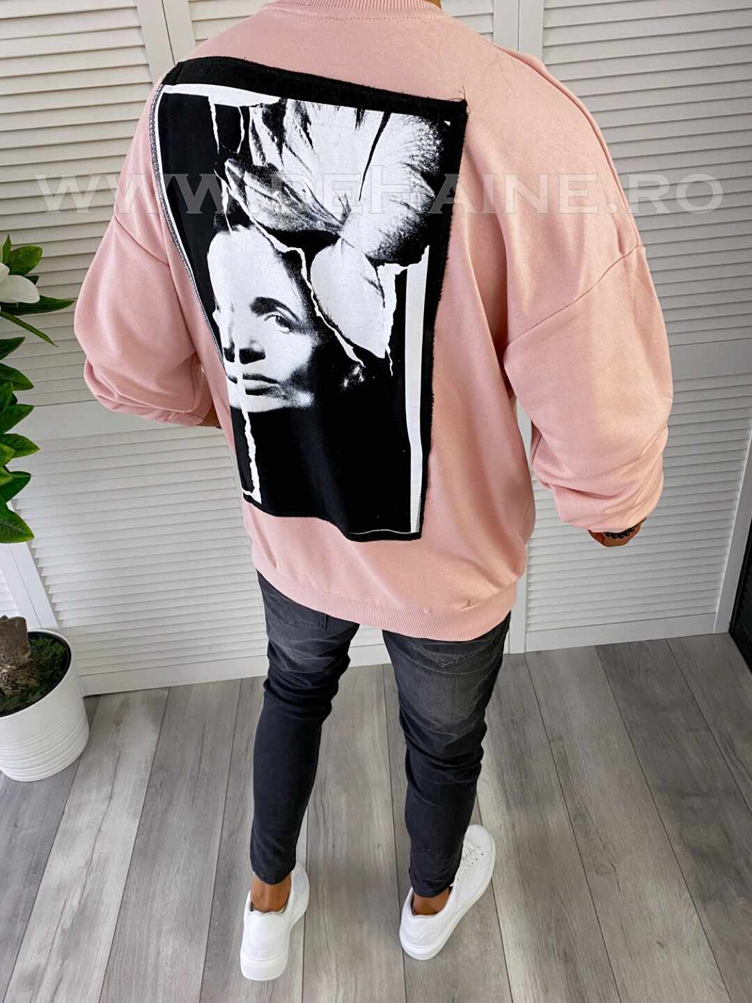 Bluza barbati roz cu imprimeu pe spate K272 V4