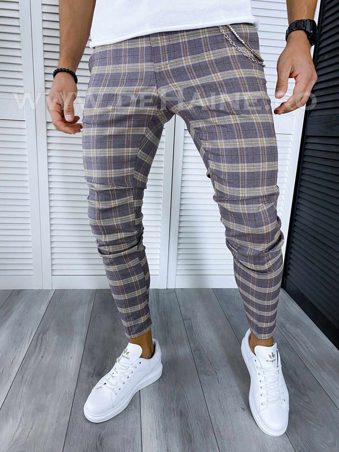 Pantaloni barbati casual regular fit in carouri B1553 29-5 E