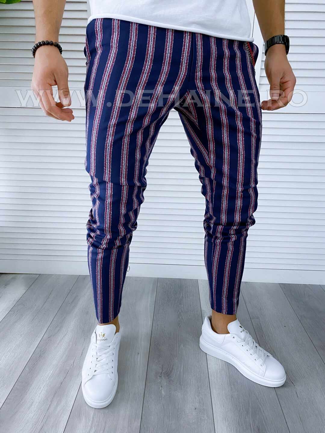 Pantaloni barbati casual regular fit bleumarin B1603 E