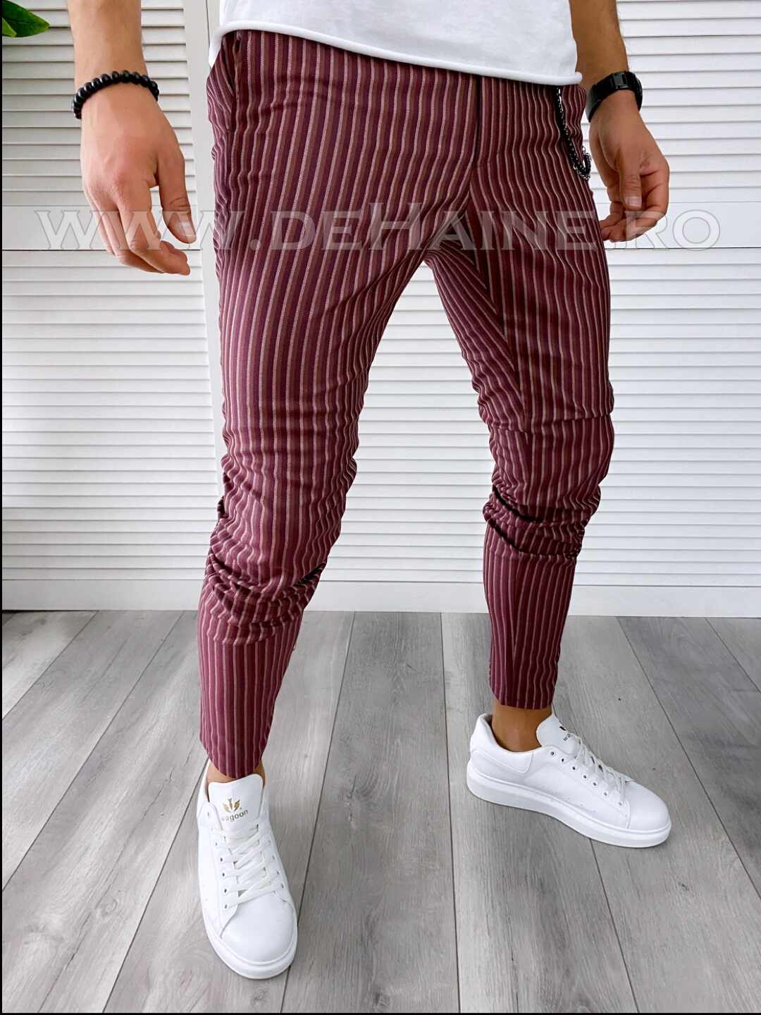 Pantaloni barbati casual regular fit grena B1749 E